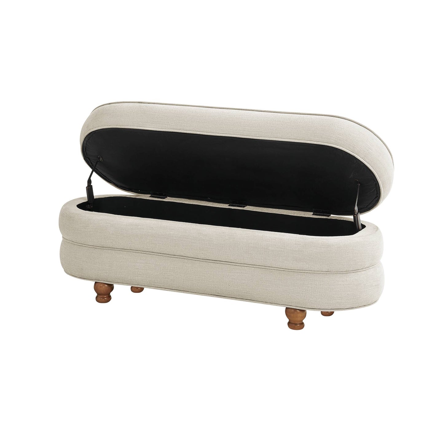 Kylan Oval Channel Storage Bench with Wooden Ball Feet