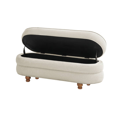 Kylan Oval Channel Storage Bench with Wooden Ball Feet