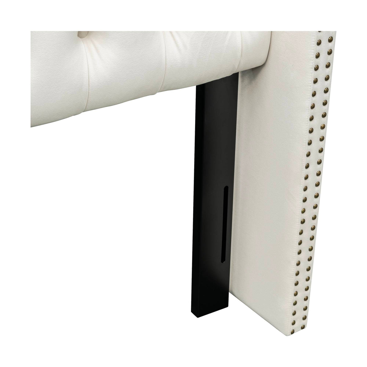 Amelia Upholstered Wingback Headboard with Button Tufting & Nailhead Trim