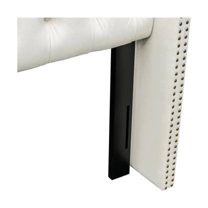 Amelia Upholstered Wingback Headboard with Button Tufting & Nailhead Trim