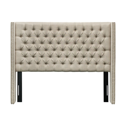 Amelia Upholstered Wingback Headboard with Button Tufting & Nailhead Trim