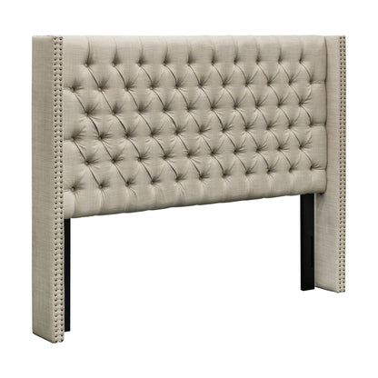 Amelia Upholstered Wingback Headboard with Button Tufting & Nailhead Trim