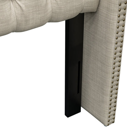 Amelia Upholstered Wingback Headboard with Button Tufting & Nailhead Trim