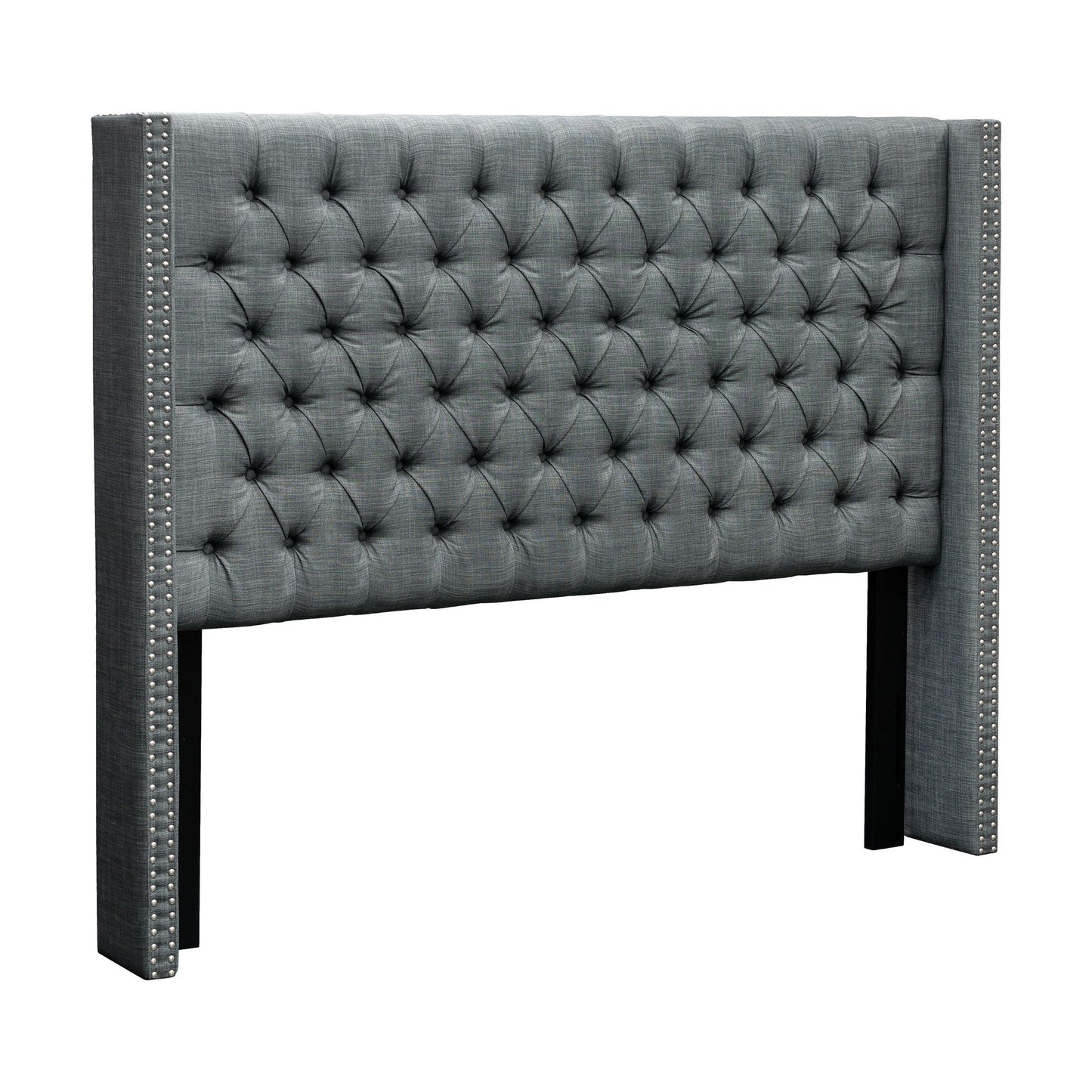 Amelia Upholstered Wingback Headboard with Button Tufting & Nailhead Trim