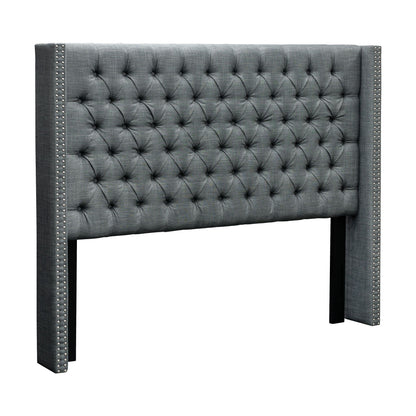 Amelia Upholstered Wingback Headboard with Button Tufting & Nailhead Trim