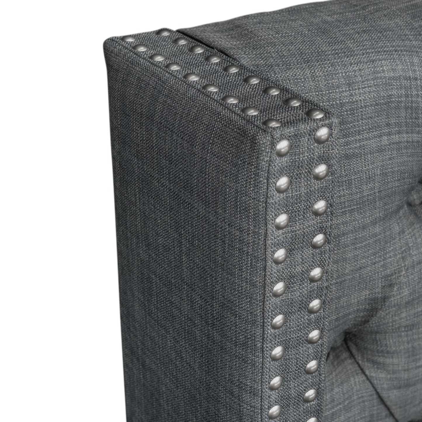 Amelia Upholstered Wingback Headboard with Button Tufting & Nailhead Trim