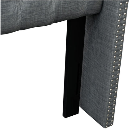 Amelia Upholstered Wingback Headboard with Button Tufting & Nailhead Trim