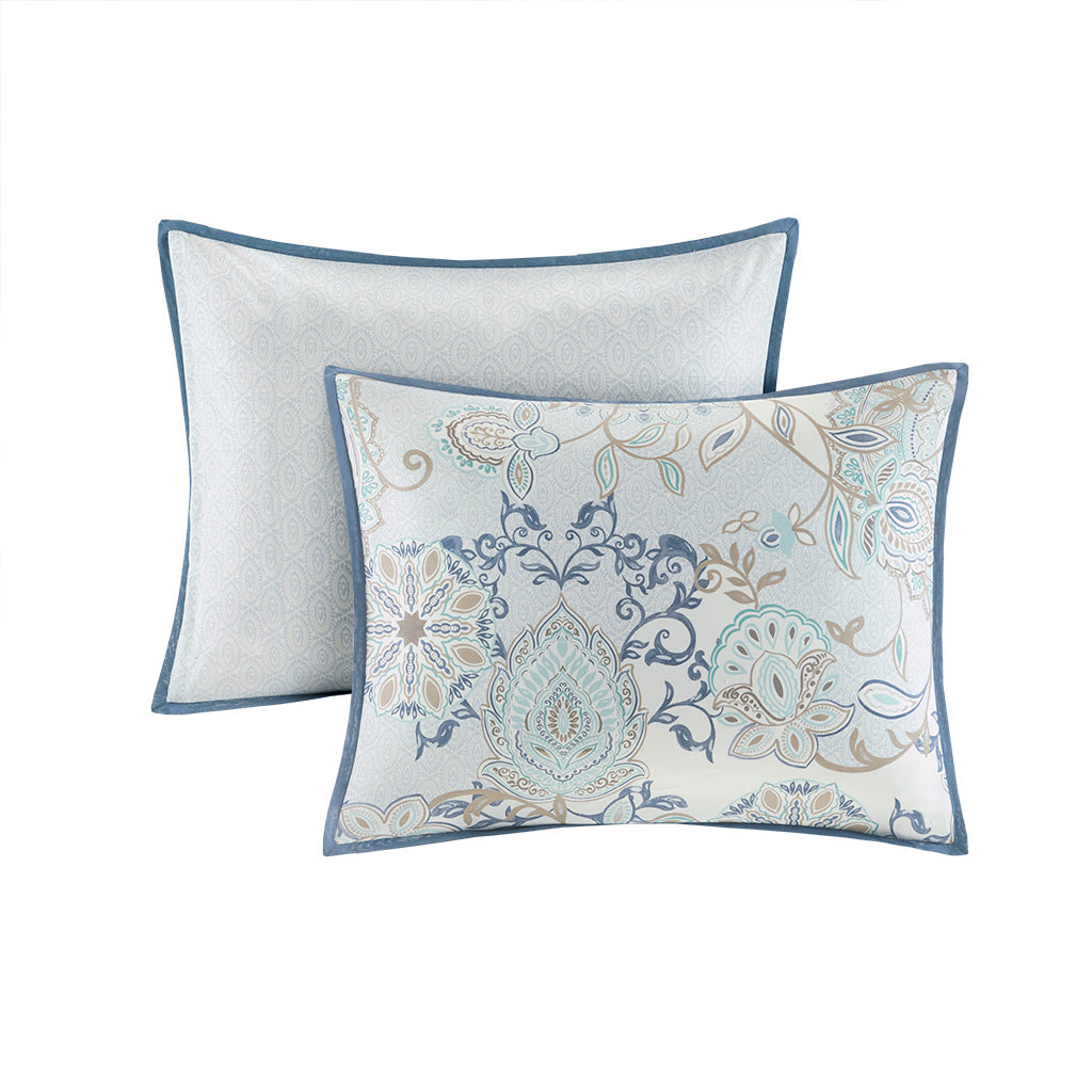Isla 3 Piece Cotton Floral Printed Reversible Duvet Cover Set