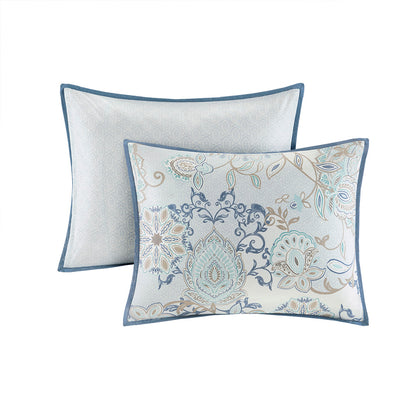 Isla 3 Piece Cotton Floral Printed Reversible Duvet Cover Set