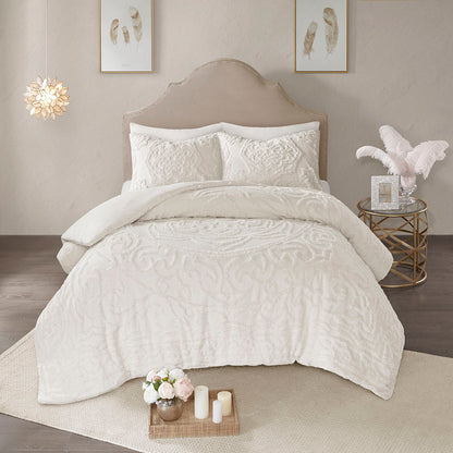 Laetitia 3-Piece Tufted Cotton Chenille Medallion Duvet Cover Set