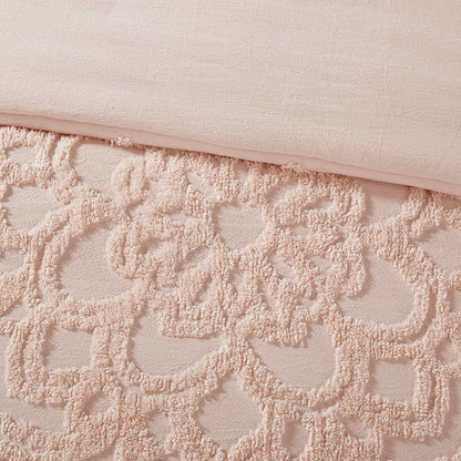 Laetitia 3-Piece Tufted Cotton Chenille Medallion Duvet Cover Set