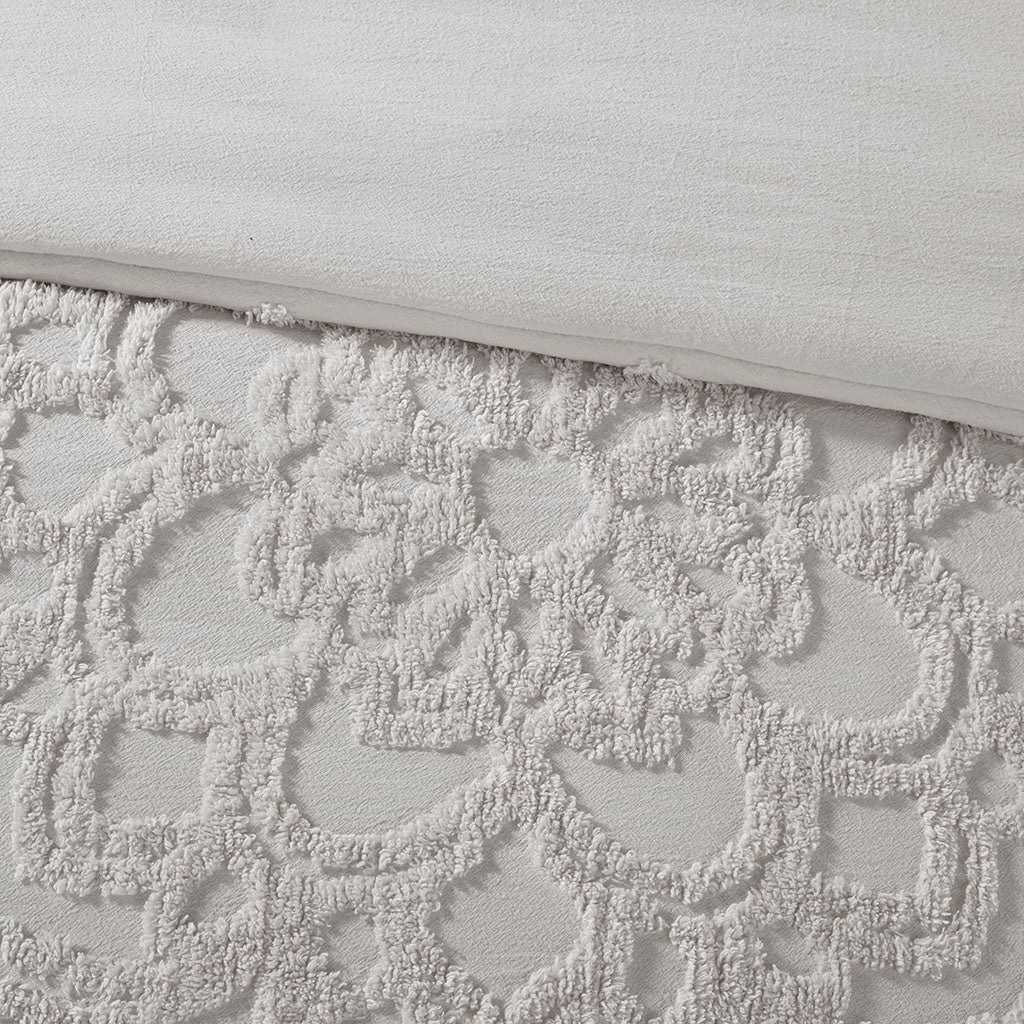 Laetitia 3-Piece Tufted Cotton Chenille Medallion Duvet Cover Set