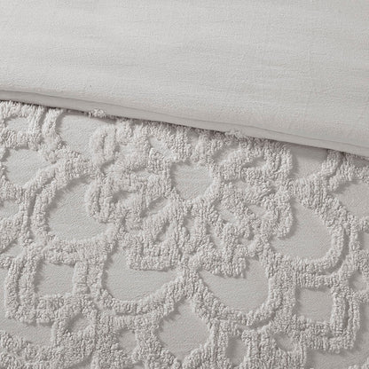 Laetitia 3-Piece Tufted Cotton Chenille Medallion Duvet Cover Set