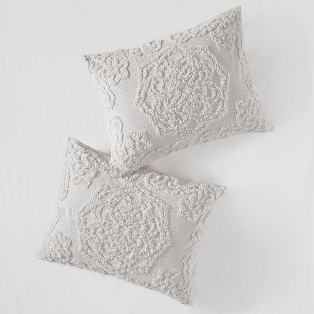 Laetitia 3-Piece Tufted Cotton Chenille Medallion Duvet Cover Set