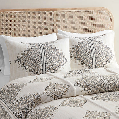 Ibiza 4 Piece Printed Duvet Cover Set with Throw Pillow