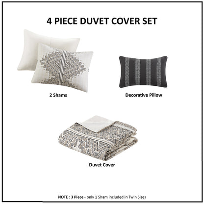 Ibiza 4 Piece Printed Duvet Cover Set with Throw Pillow