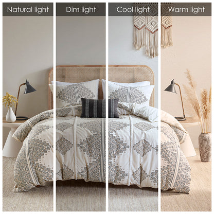Ibiza 4 Piece Printed Duvet Cover Set with Throw Pillow