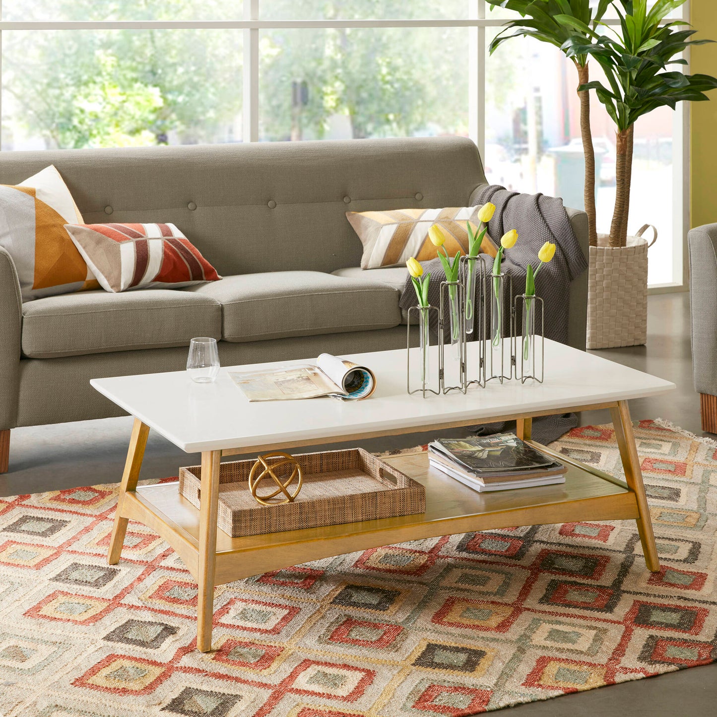 Parker Mid-century Coffee Table with Storage Shelf