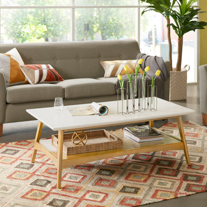 Parker Mid-century Coffee Table with Storage Shelf