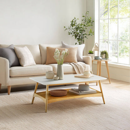 Parker Mid-century Coffee Table with Storage Shelf