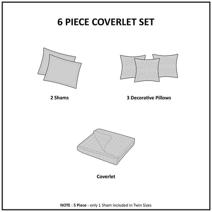 Claire 6-Piece Printed Quilt Set with Throw Pillows
