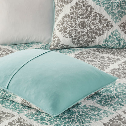 Claire 6-Piece Printed Quilt Set with Throw Pillows