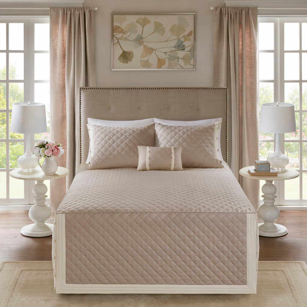 Breanna 4 Piece Cotton Reversible Tailored  Bedspread  Set