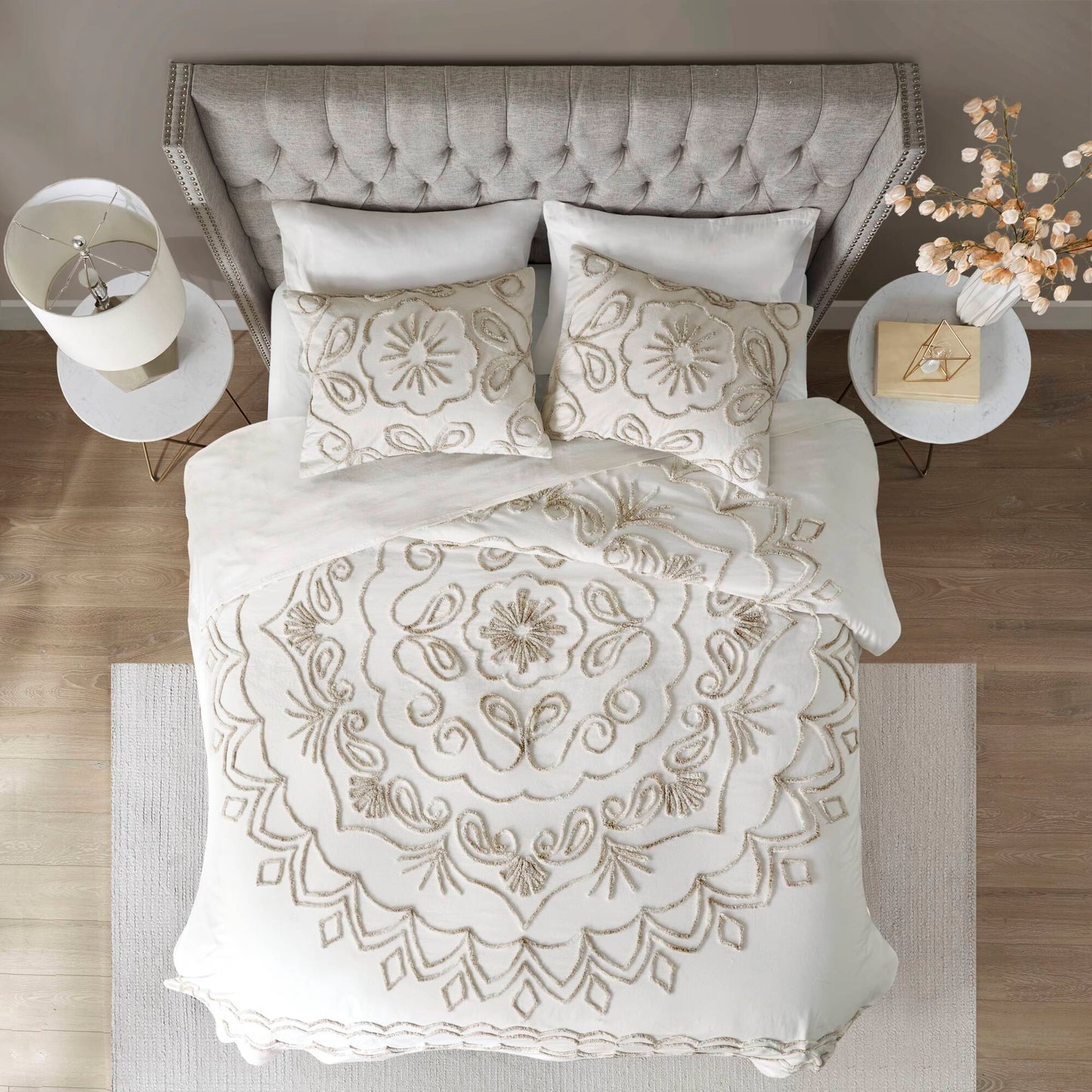 Violette 3 Piece Tufted Cotton Chenille Coverlet Set