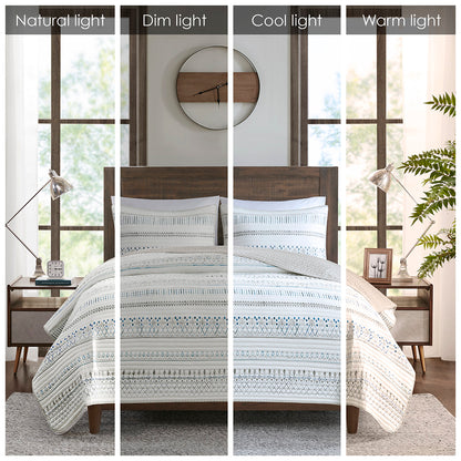 Fraser 3 Piece Printed Microfiber Seersucker Quilt Set
