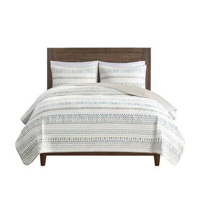 Fraser 3 Piece Printed Microfiber Seersucker Quilt Set
