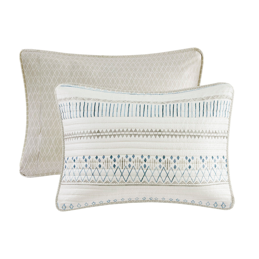 Fraser 3 Piece Printed Microfiber Seersucker Quilt Set
