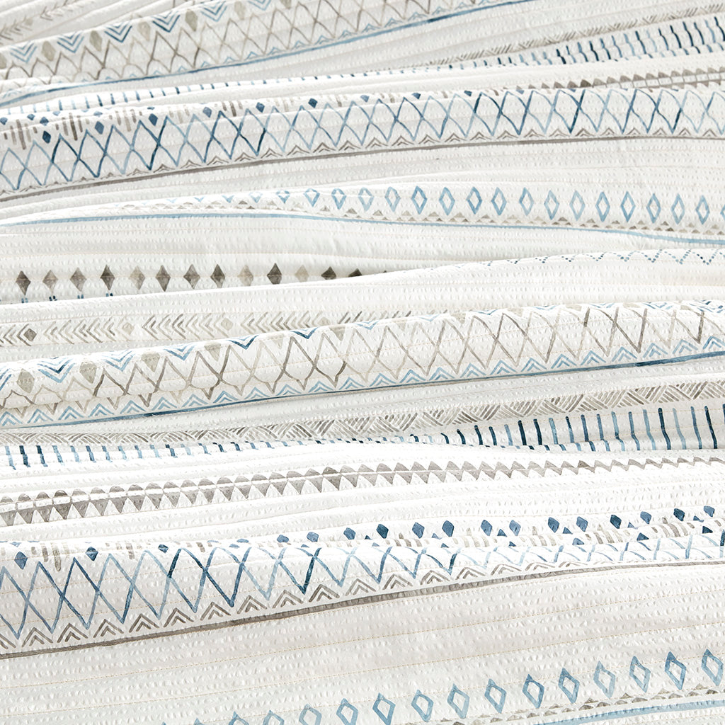 Fraser 3 Piece Printed Microfiber Seersucker Quilt Set