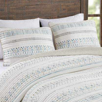 Fraser 3 Piece Printed Microfiber Seersucker Quilt Set