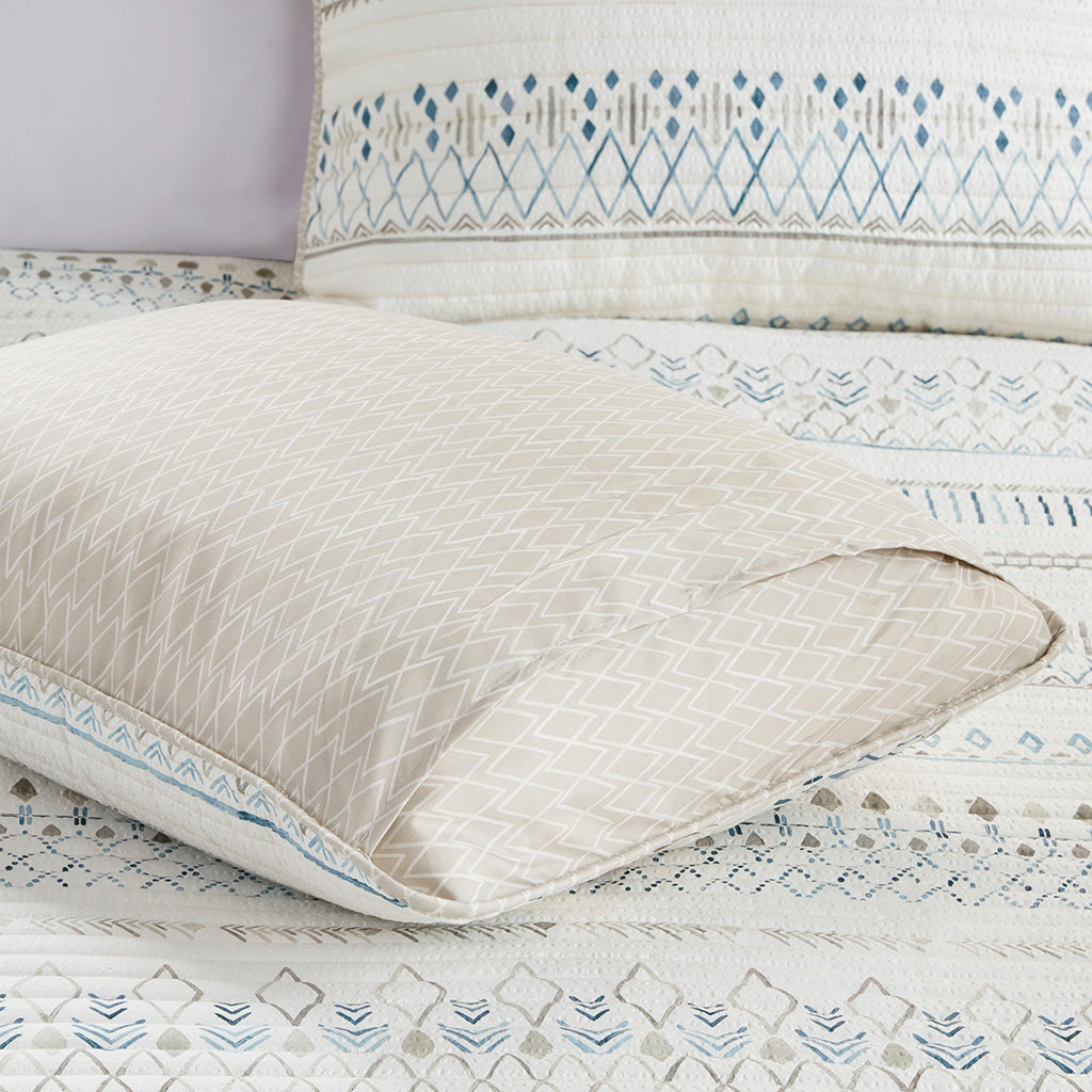 Fraser 3 Piece Printed Microfiber Seersucker Quilt Set