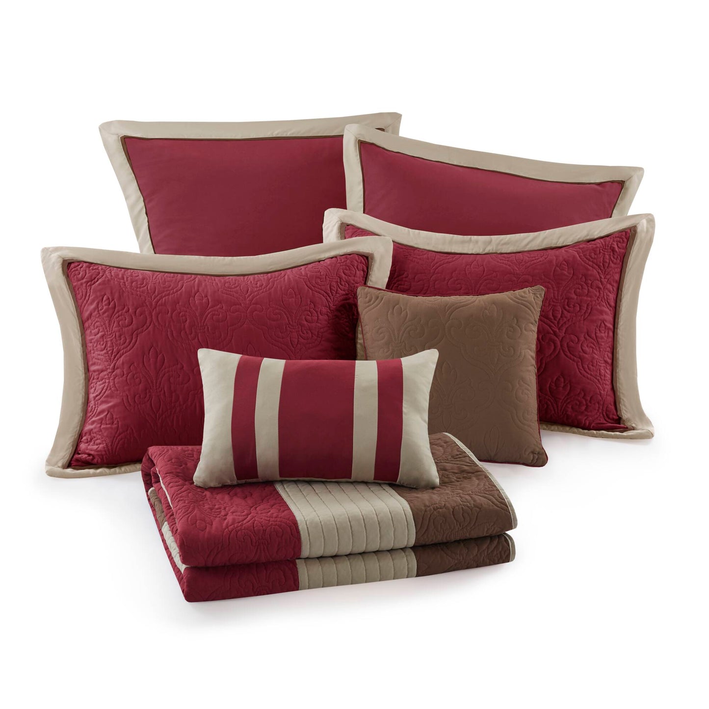 Attingham 7 Piece Quilt Set with Euro Shams and Throw Pillows