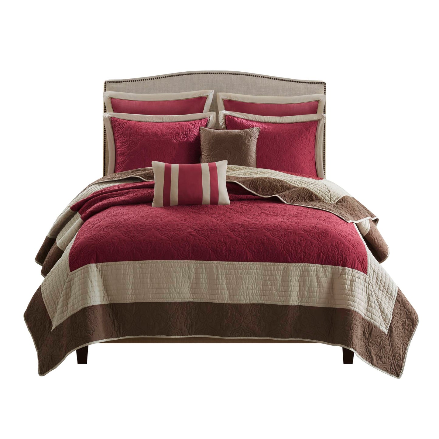 Attingham 7 Piece Quilt Set with Euro Shams and Throw Pillows