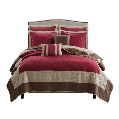 Attingham 7 Piece Quilt Set with Euro Shams and Throw Pillows
