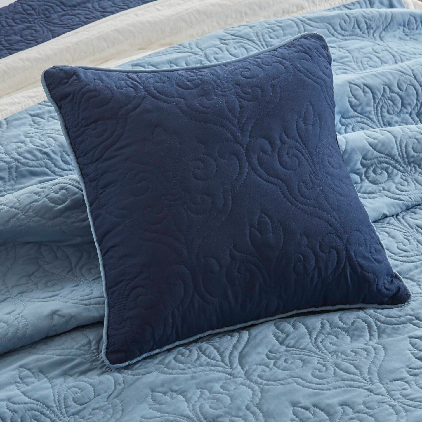 Attingham 7 Piece Quilt Set with Euro Shams and Throw Pillows