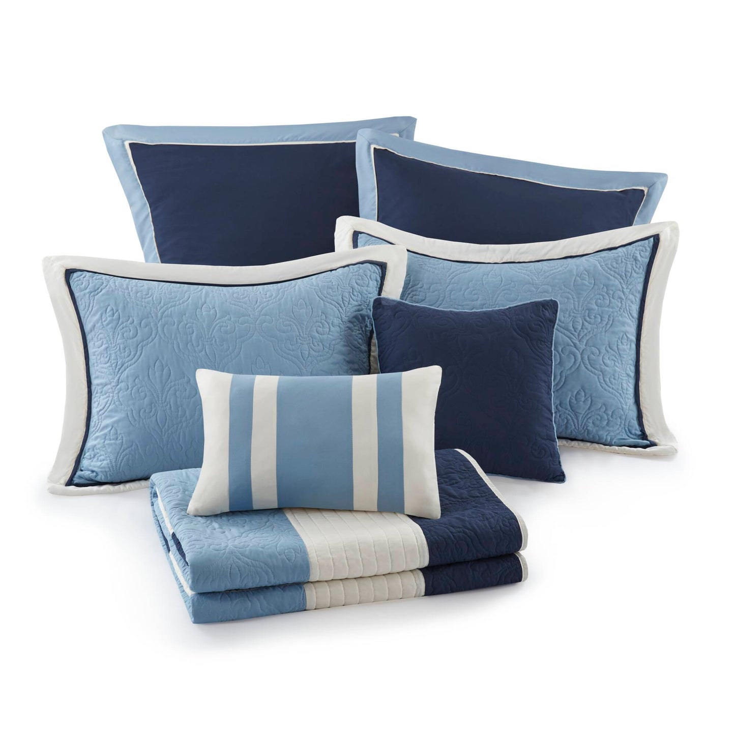 Attingham 7 Piece Quilt Set with Euro Shams and Throw Pillows
