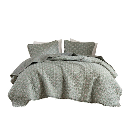 Linwood 3 Piece Ruffle Printed Quilt Set