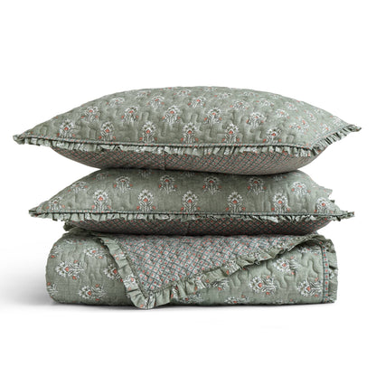 Linwood 3 Piece Ruffle Printed Quilt Set