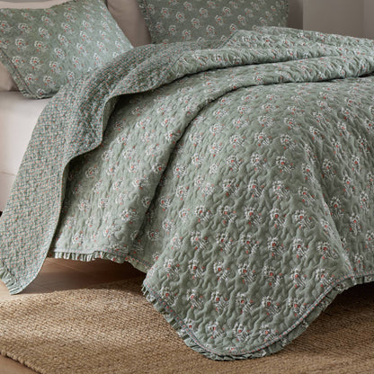 Linwood 3 Piece Ruffle Printed Quilt Set