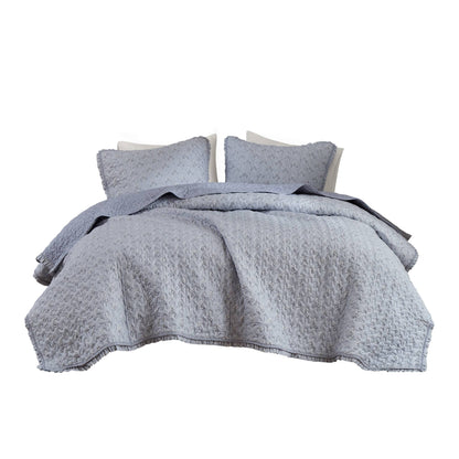 Linwood 3 Piece Ruffle Printed Quilt Set