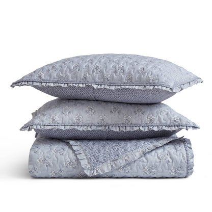 Linwood 3 Piece Ruffle Printed Quilt Set