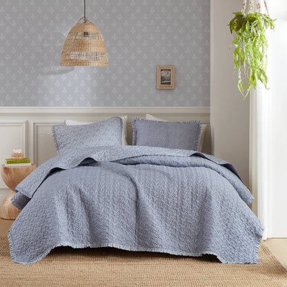 Linwood 3 Piece Ruffle Printed Quilt Set
