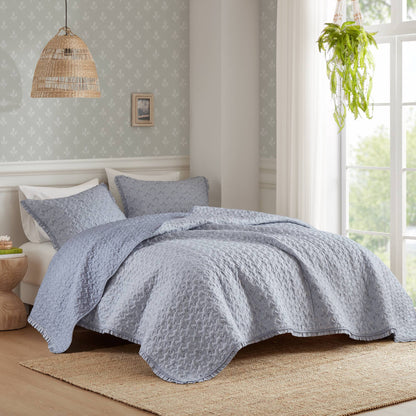 Linwood 3 Piece Ruffle Printed Quilt Set