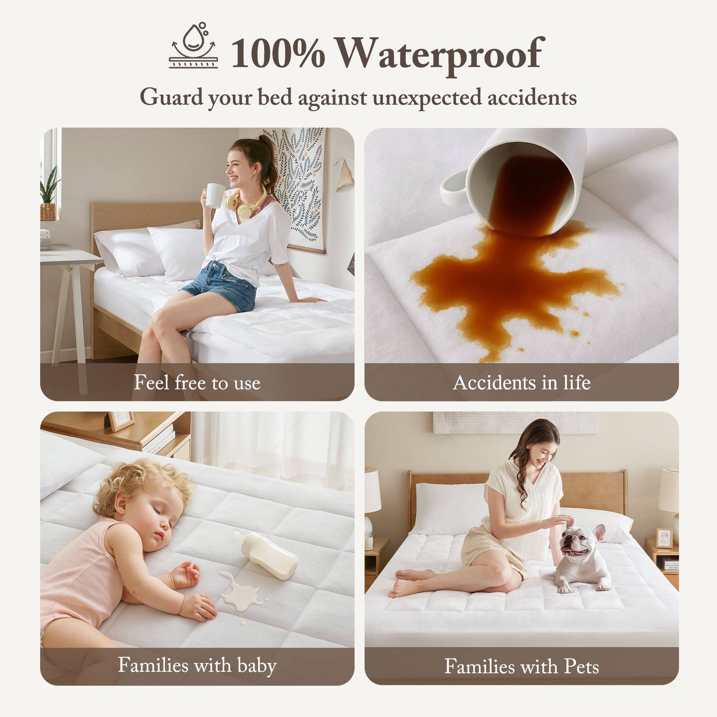 Cloud Soft Overfilled Plush Hypoallergenic Down Alternative Waterproof Mattress Pad