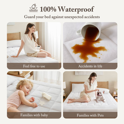 Cloud Soft Overfilled Plush Hypoallergenic Down Alternative Waterproof Mattress Pad