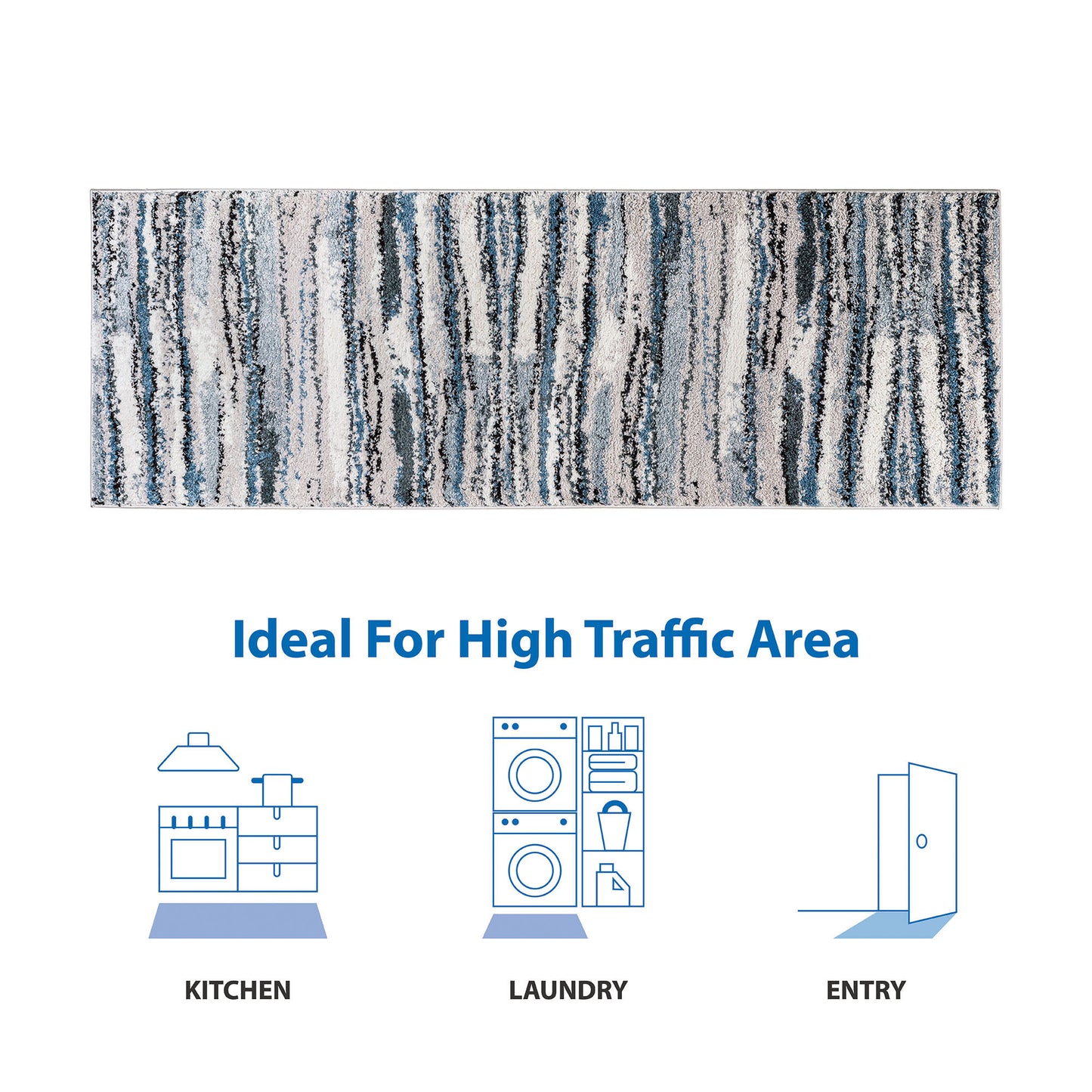 Riley Watercolor Abstract Stripe Woven Area Rug