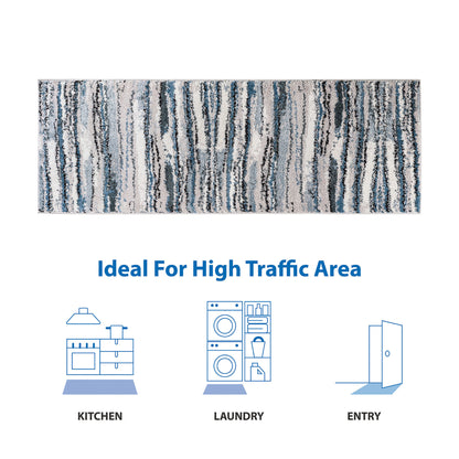 Riley Watercolor Abstract Stripe Woven Area Rug